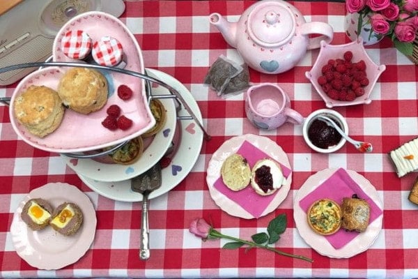 Afternoon tea on a gingham blanket